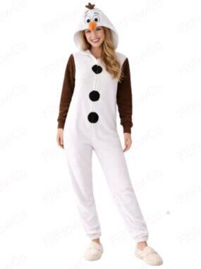 Disney Frozen Olaf Plush Fleece One-Piece Pajamas  Size S